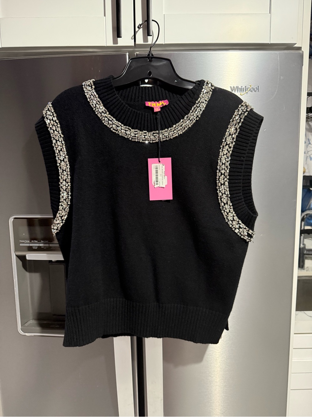 THML Embellished Black Knit Sleeveless Sweater - Trina Turk